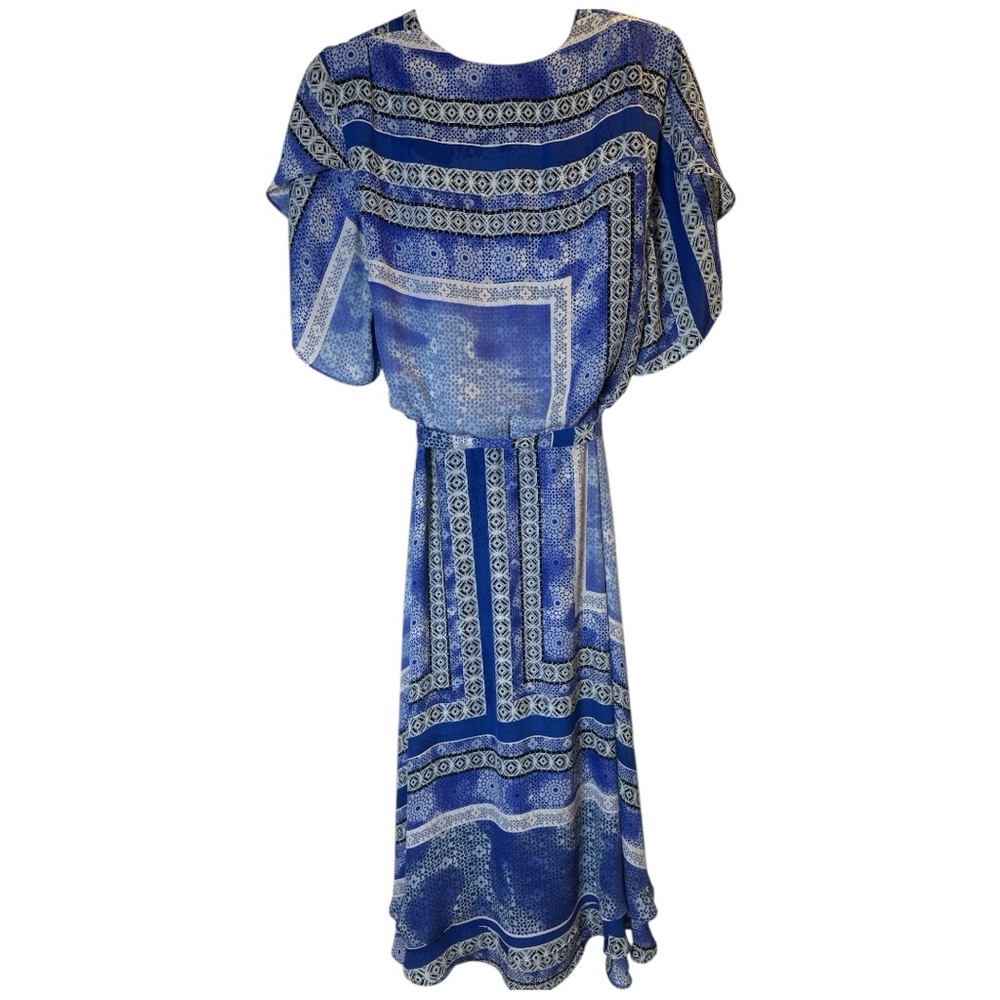Parker Dominica Olympos Blue Faux Wrap Dress - Picture 7 of 12